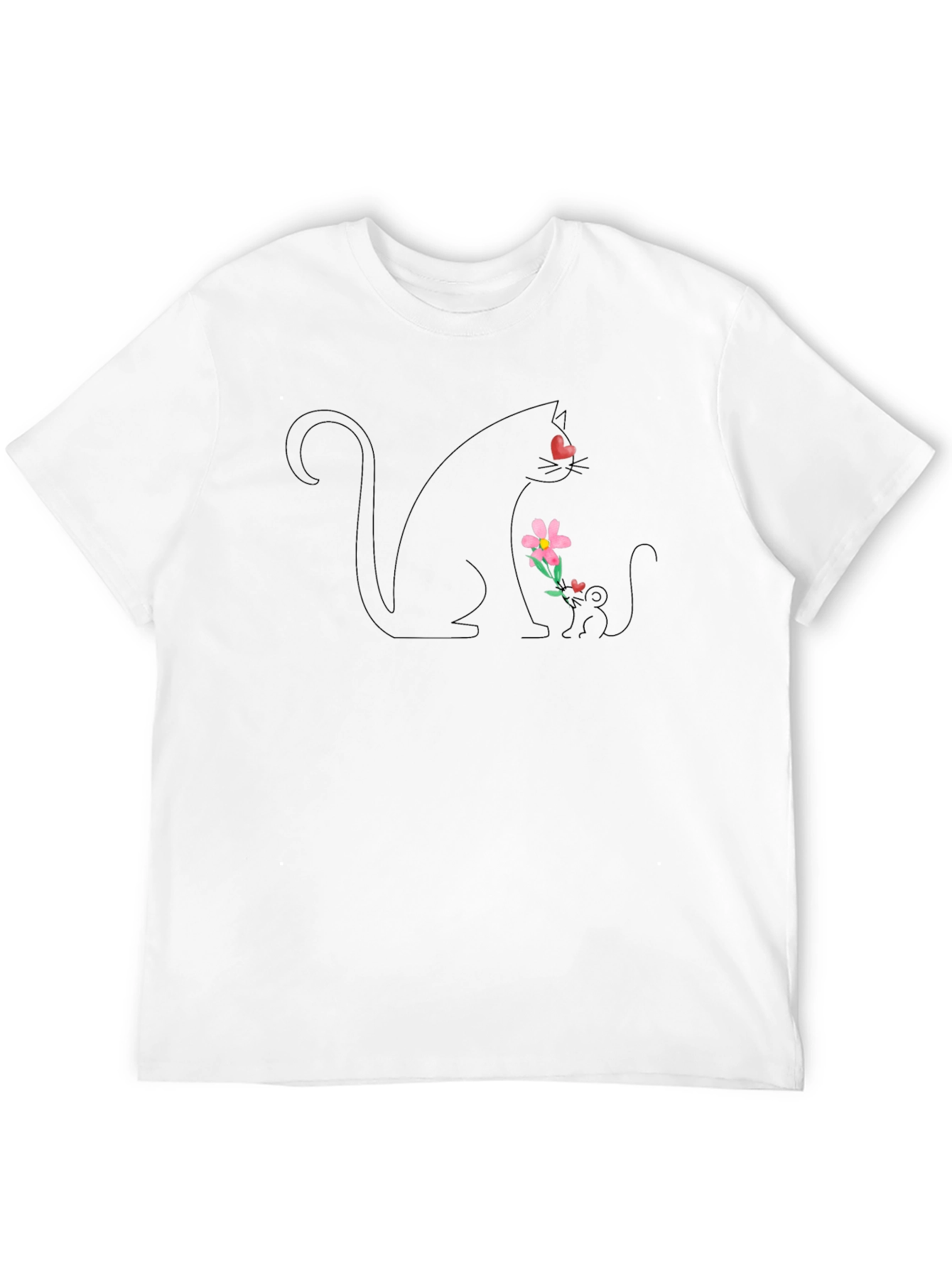 Cute Cat & Flower Graphic Tee