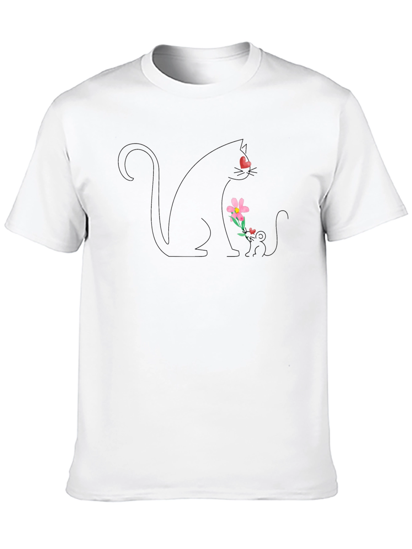 Cute Cat & Flower Graphic Tee