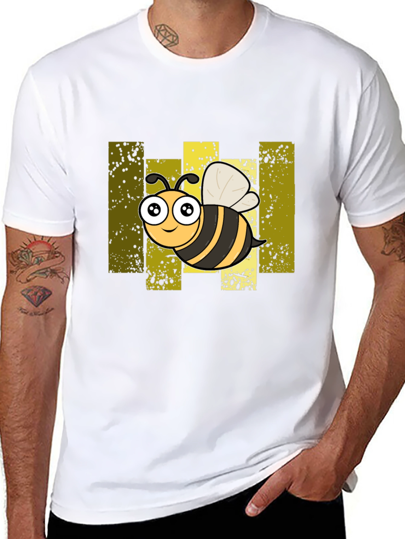 Cartoon Bee Graphic Black T-Shirt