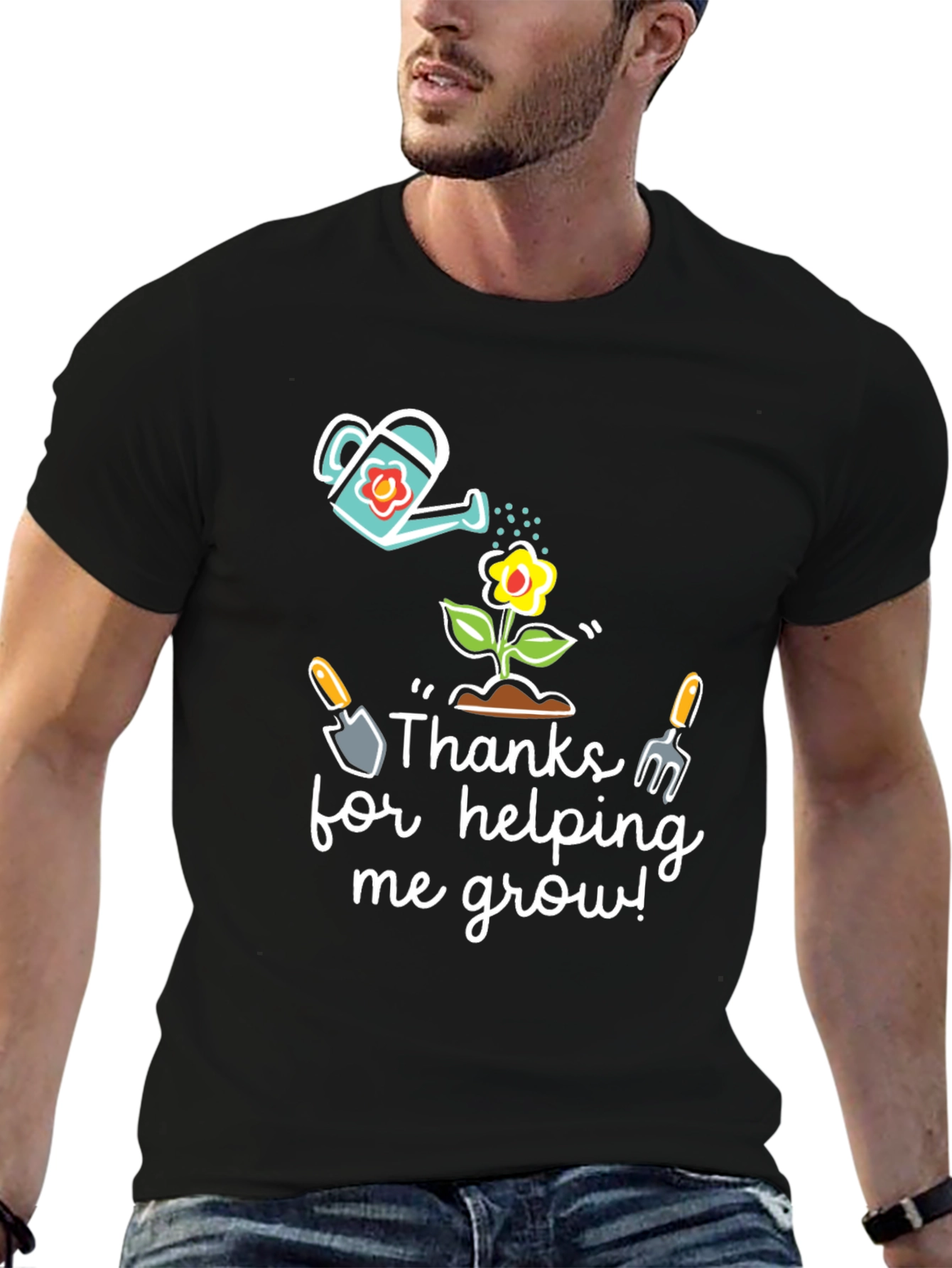 Thanks for Helping Me Grow Black T-Shirt