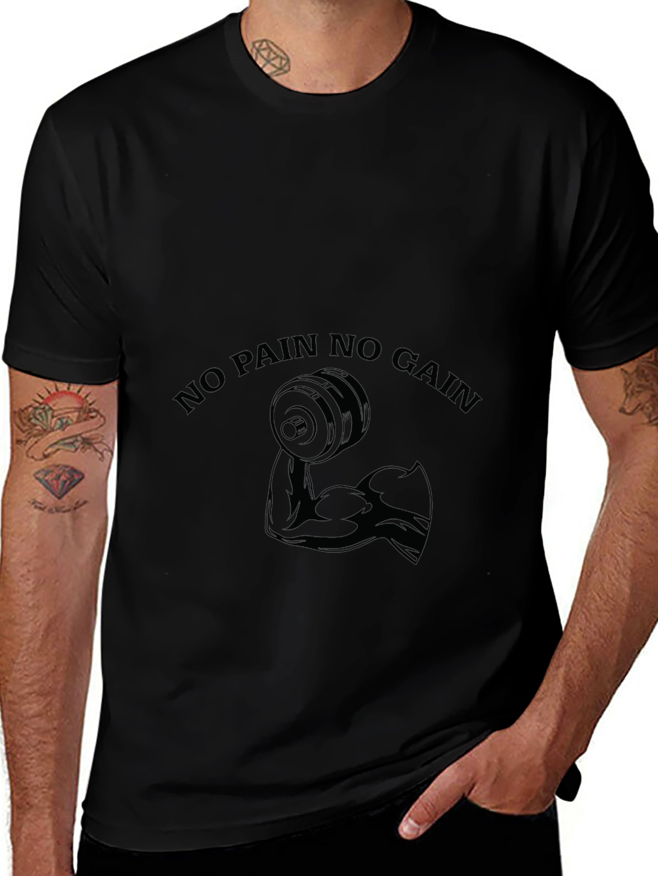 No Pain No Gain Black Gym T-Shirt
