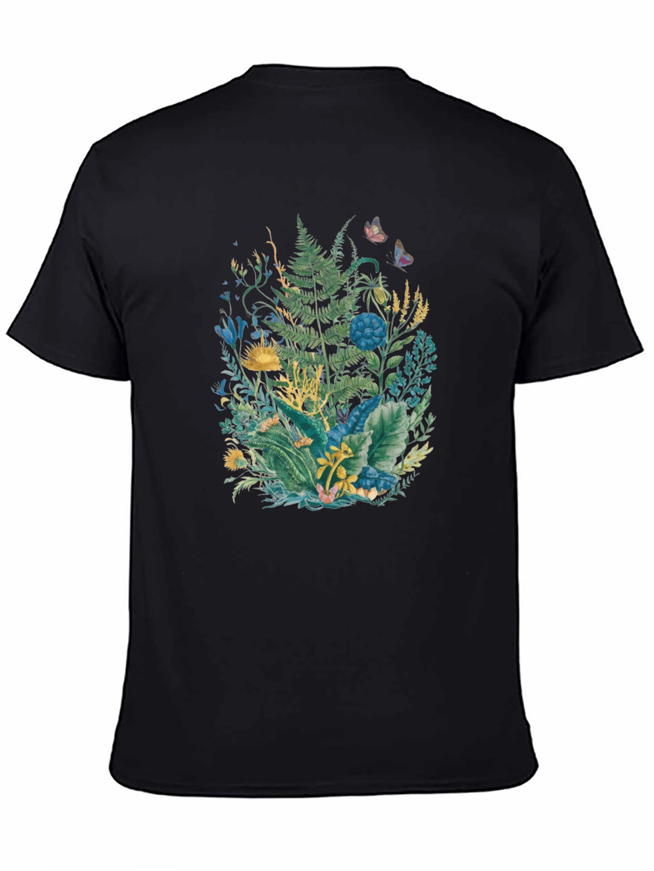 Botanical Print Black T-Shirt