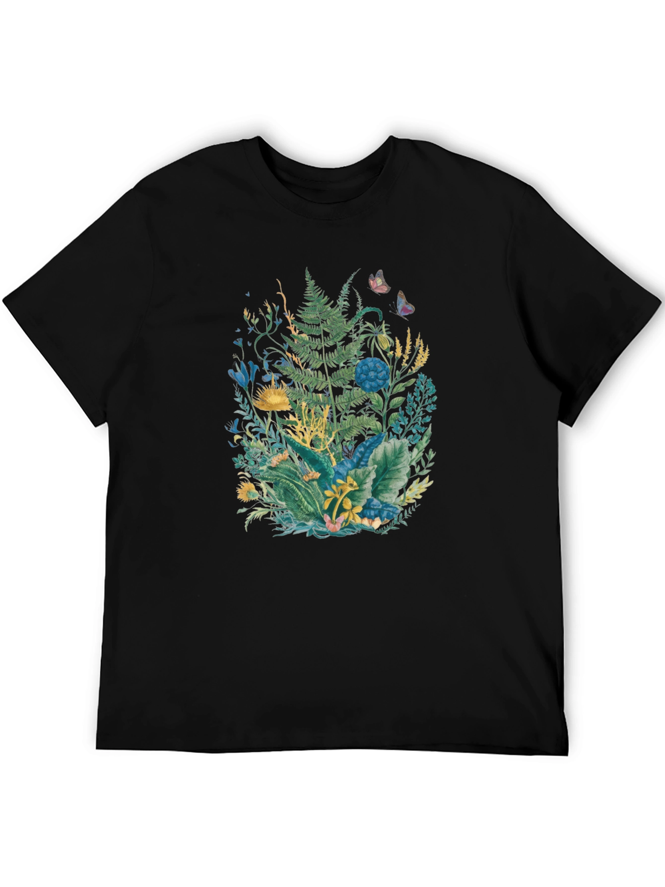 Botanical Print Black T-Shirt