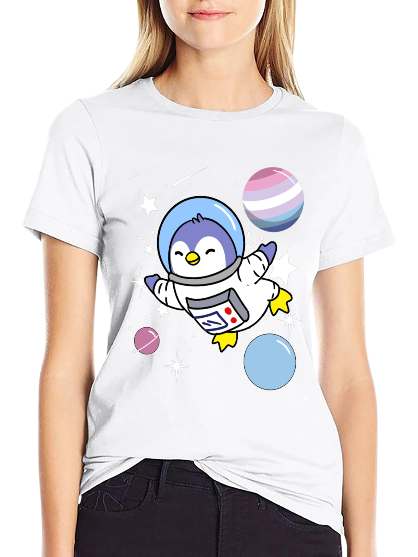 Space Penguin Graphic Tee