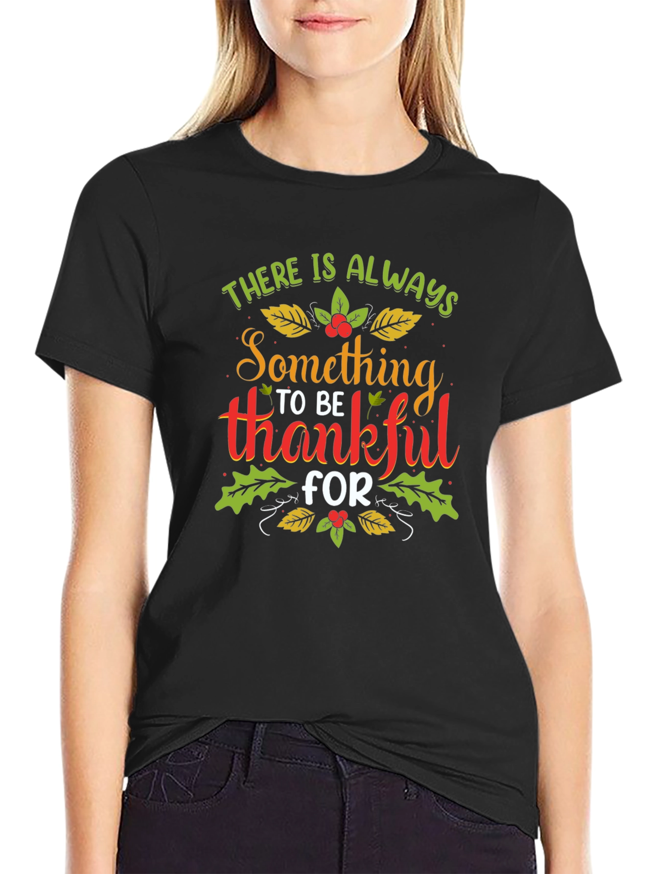 Thankful Graphic Tee - Black Cotton Blend