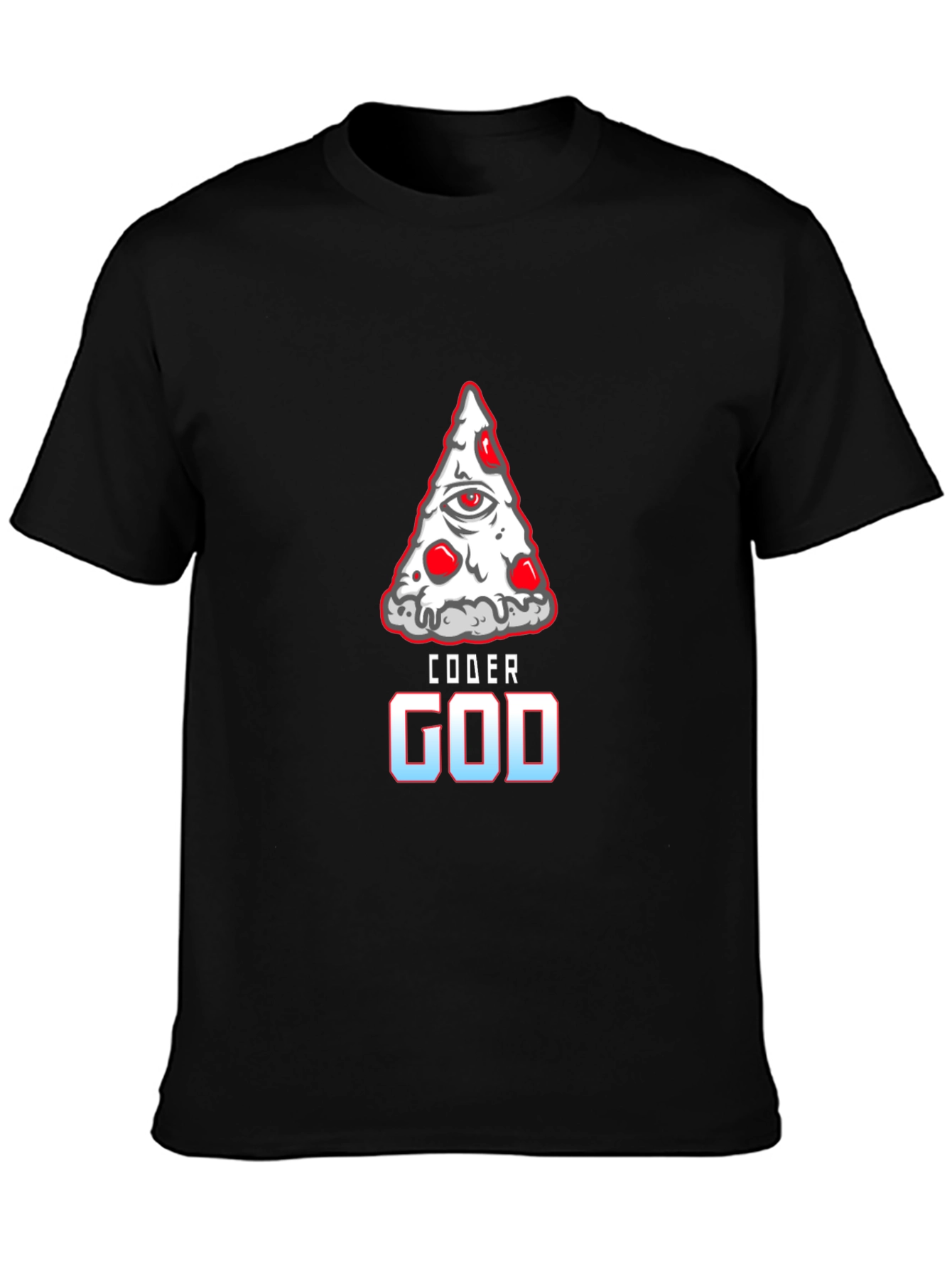 Coder God Pizza Slice Graphic Tee - Black