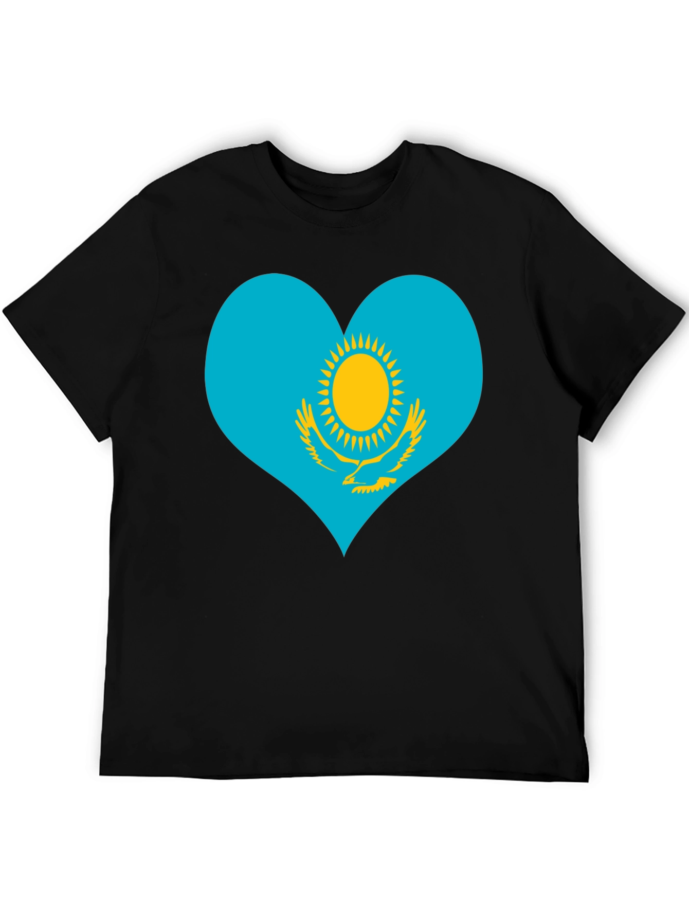 Kazakhstan Heart Flag Graphic Tee - Black
