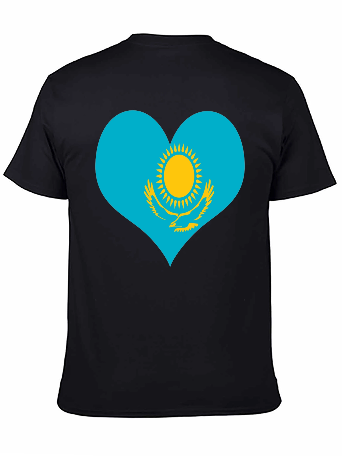 Kazakhstan Heart Flag Graphic Tee - Black