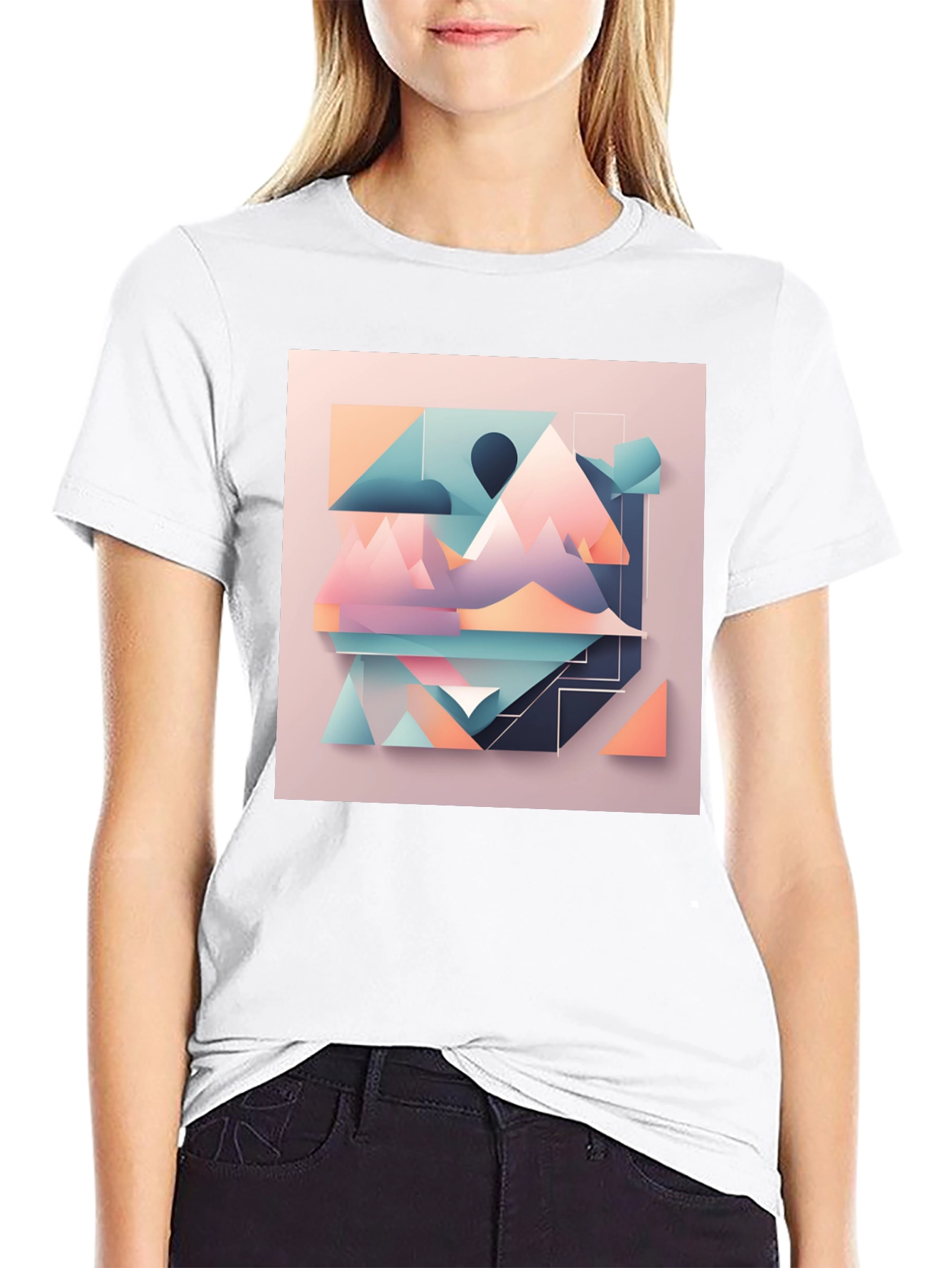 Geometric Mountain Graphic Tee - Modern Design T-Shirt