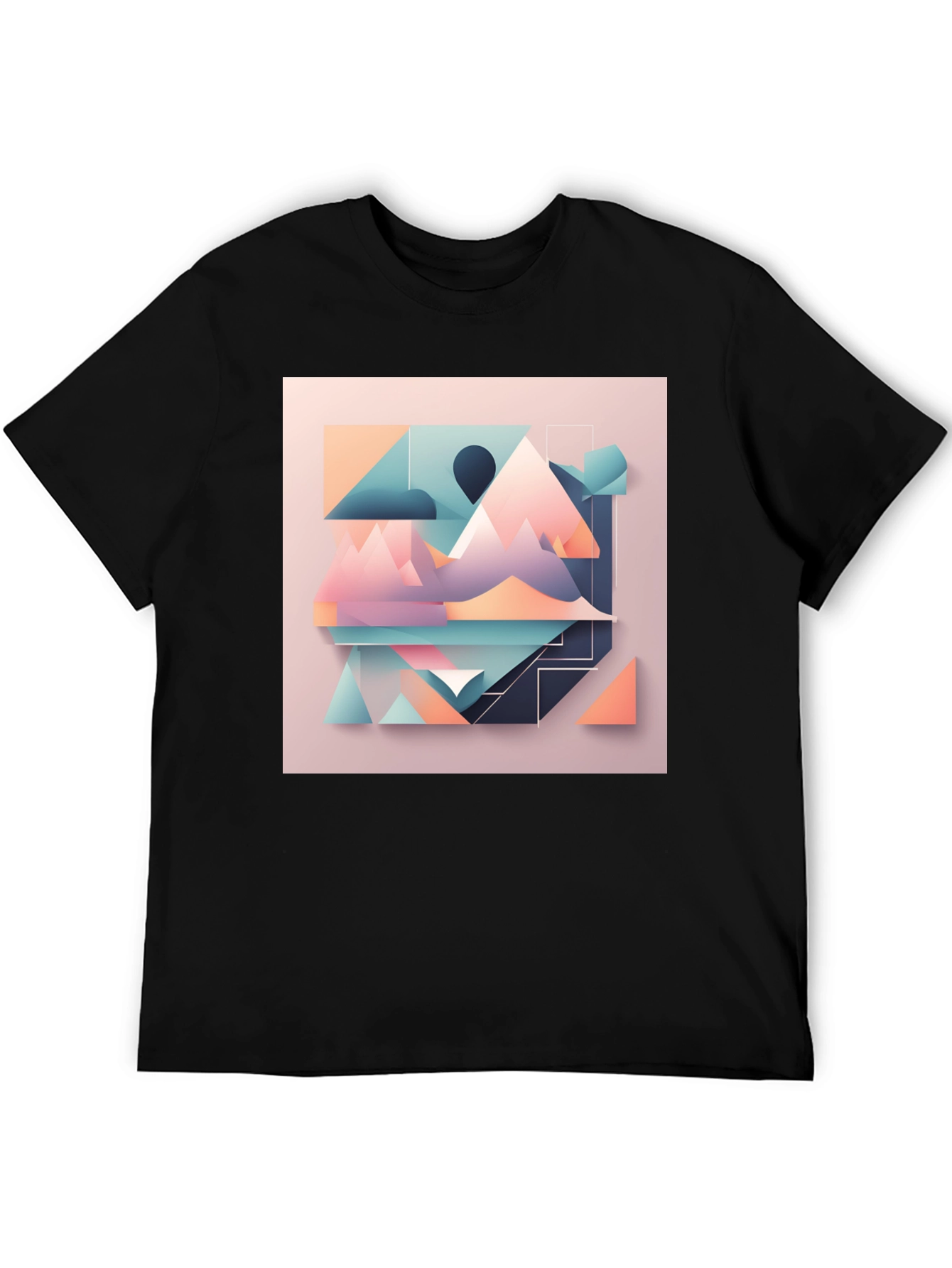 Geometric Mountain Graphic Tee - Modern Design T-Shirt