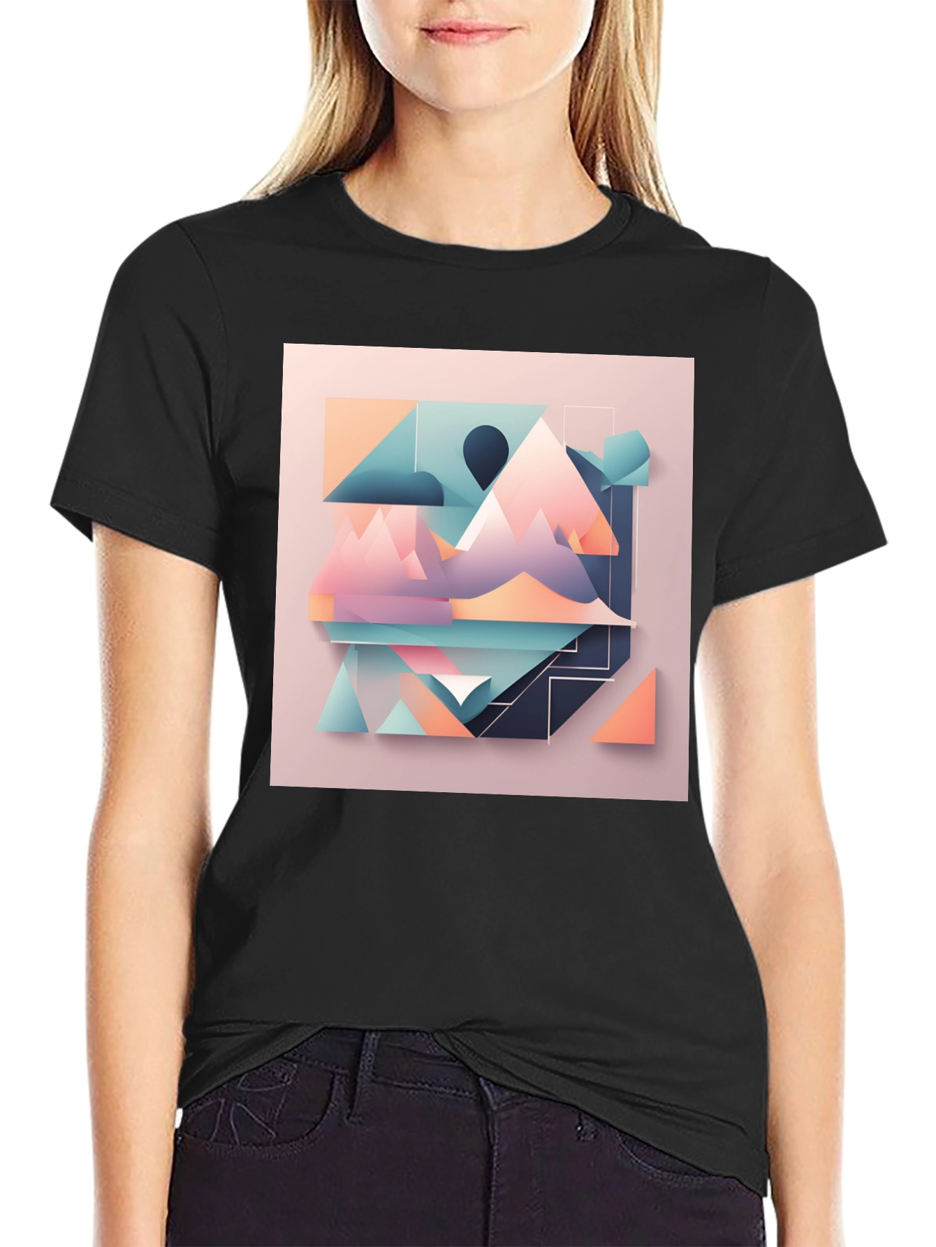 Geometric Mountain Graphic Tee - Modern Design T-Shirt
