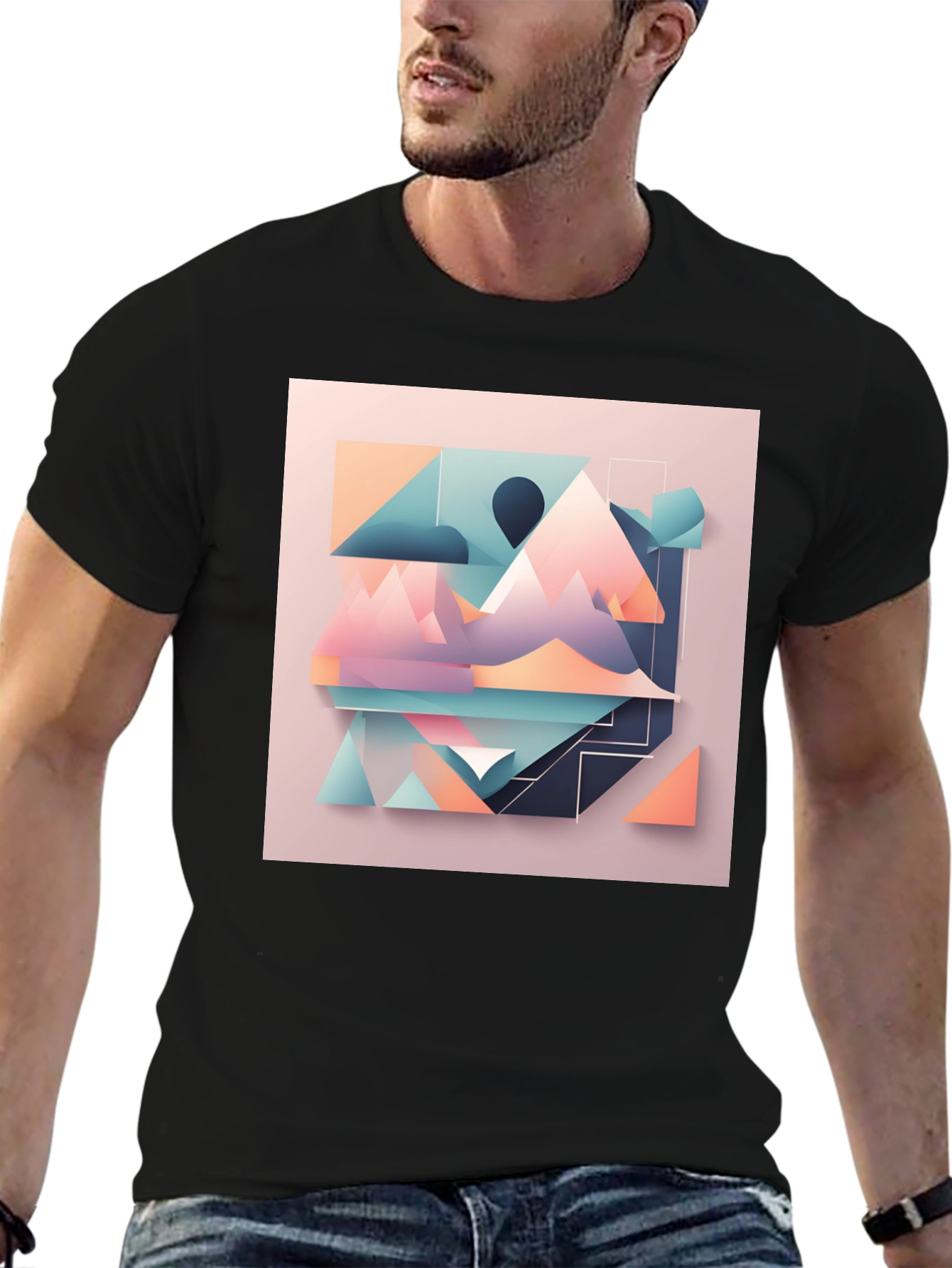 Geometric Mountain Graphic Tee - Modern Design T-Shirt