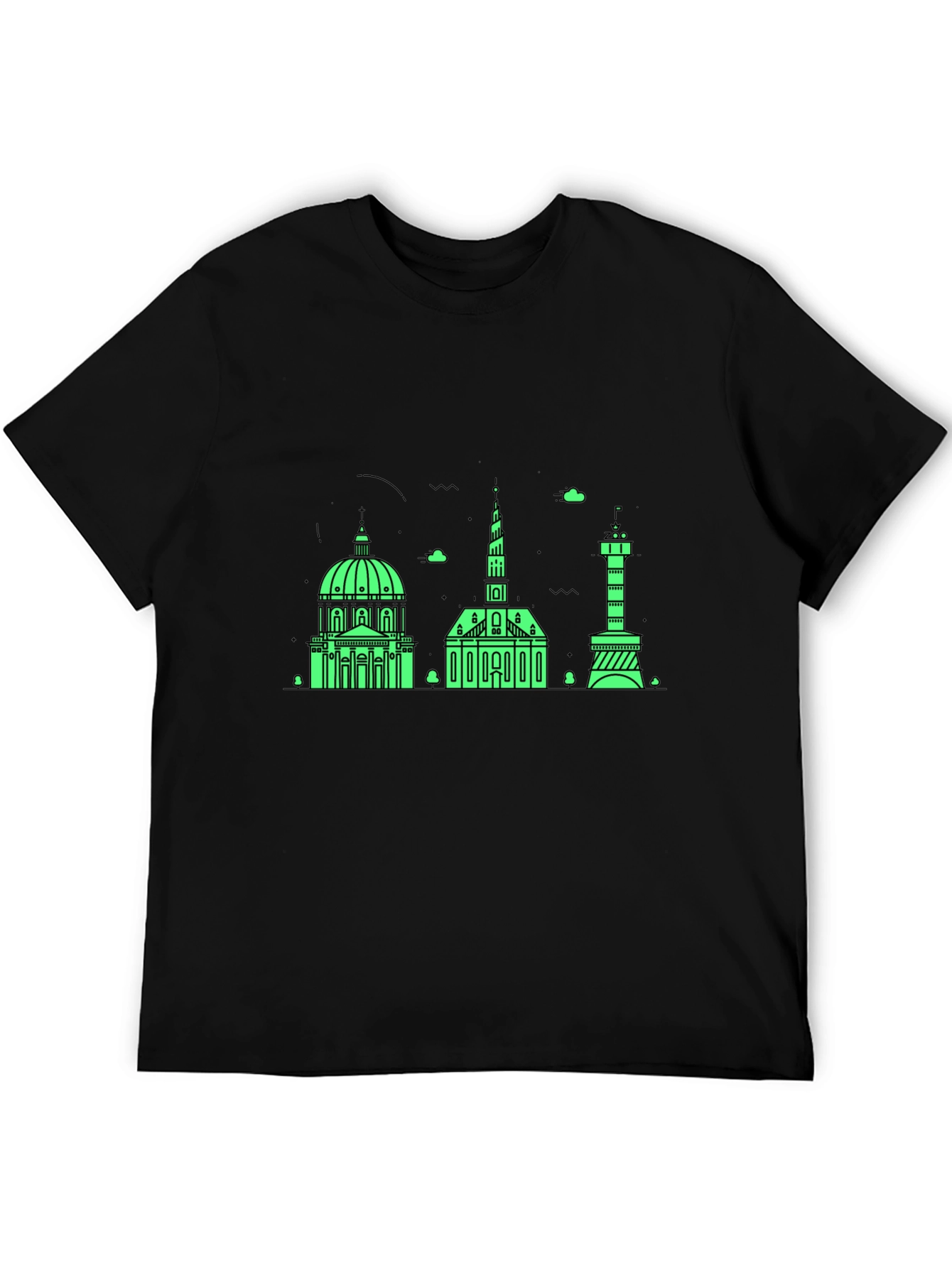 Copenhagen Skyline Graphic Tee - Black