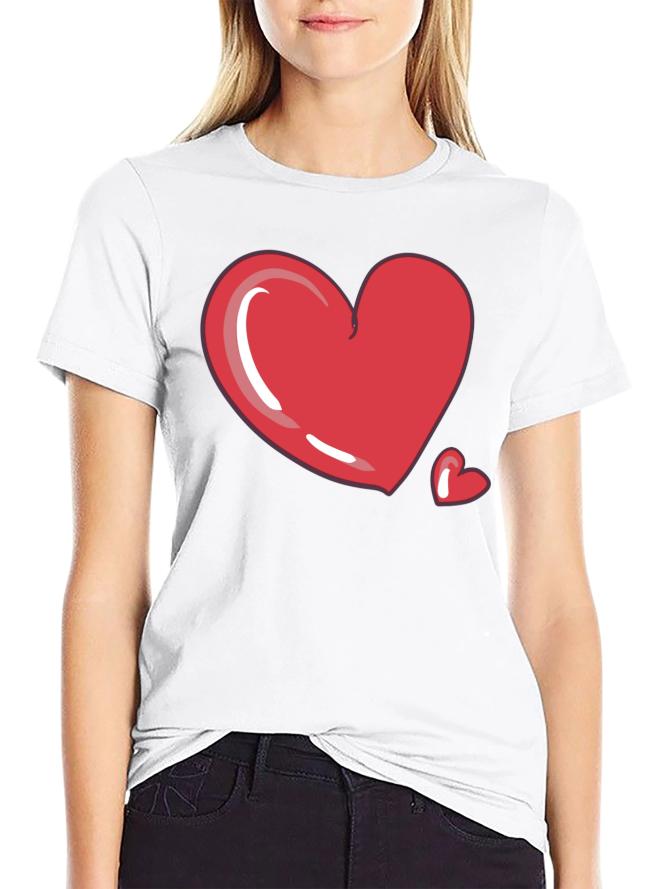 Heart Graphic Tee - Black Casual T-Shirt