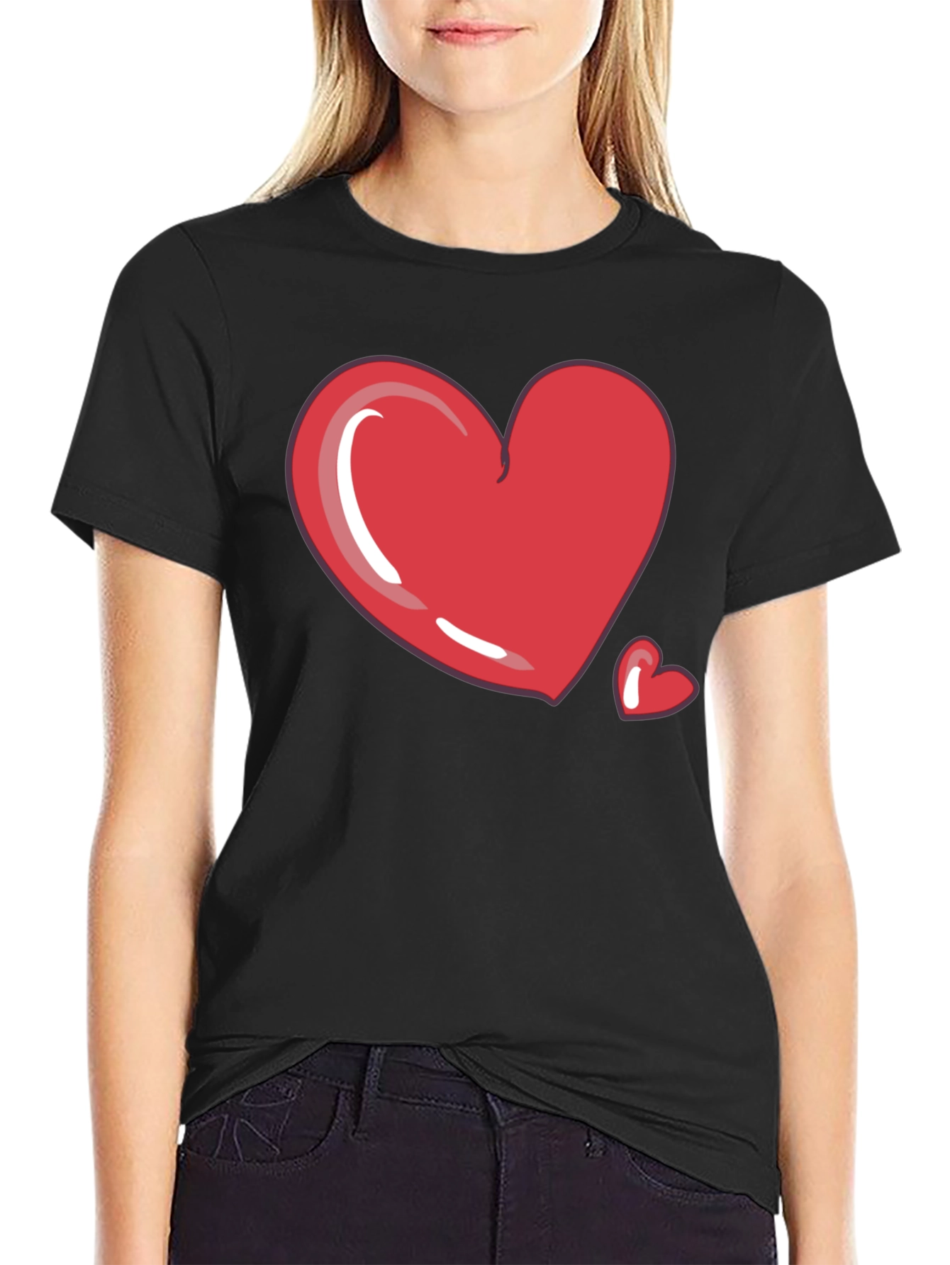 Heart Graphic Tee - Black Casual T-Shirt