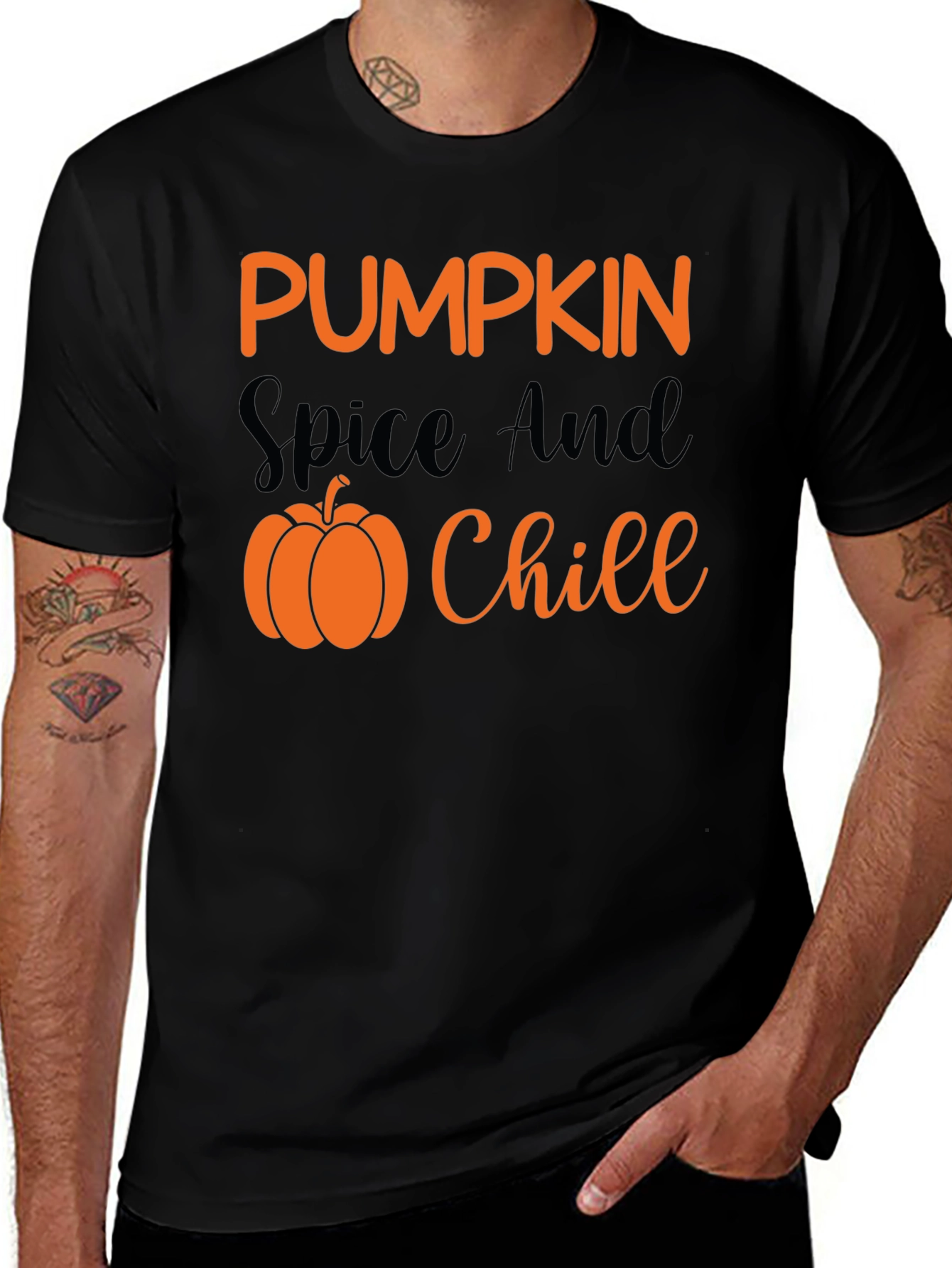 Pumpkin Spice & Chill Black T-Shirt