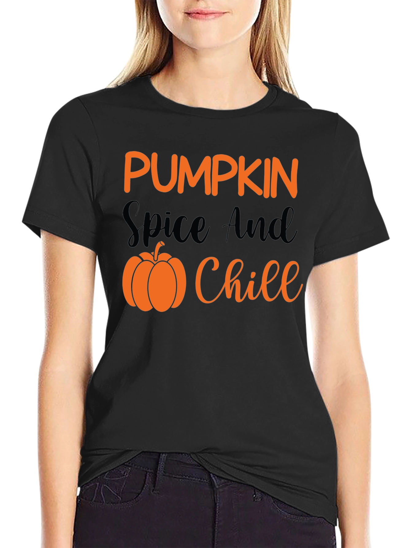 Pumpkin Spice & Chill Black T-Shirt