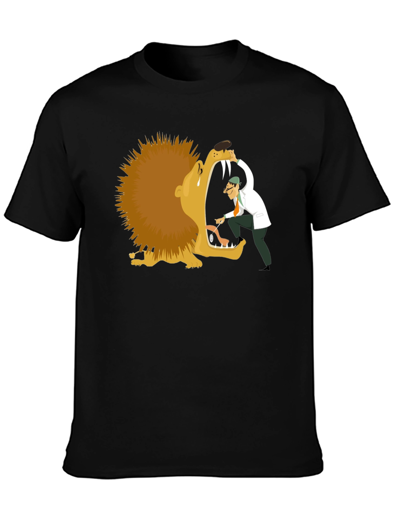 Lion Dentist T-Shirt - Funny Cartoon Tee