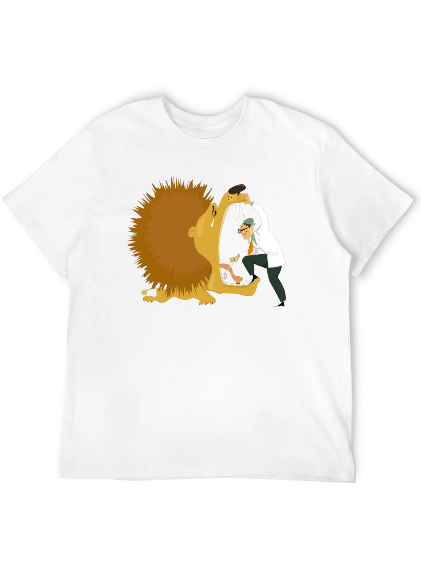 Lion Dentist T-Shirt - Funny Cartoon Tee