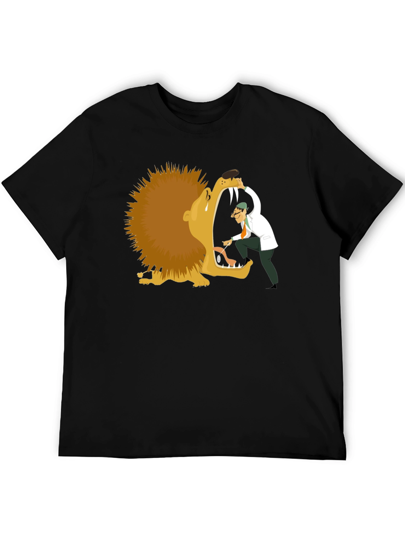 Lion Dentist T-Shirt - Funny Cartoon Tee