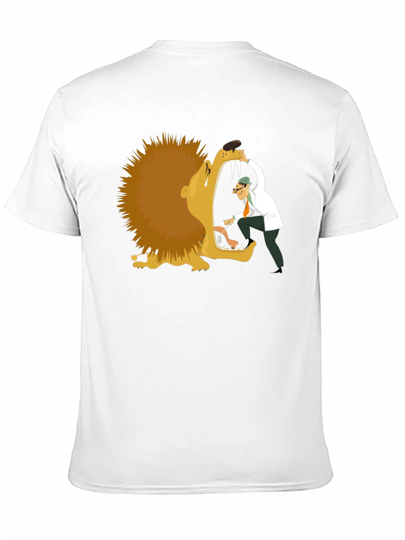 Lion Dentist T-Shirt - Funny Cartoon Tee