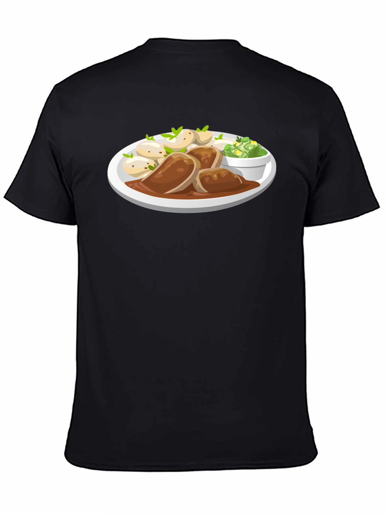 Novelty T-Shirt with Food Plate Print
