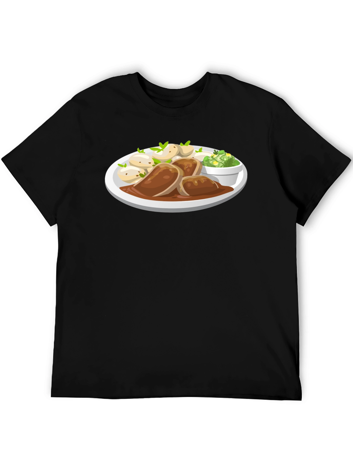 Novelty T-Shirt with Food Plate Print