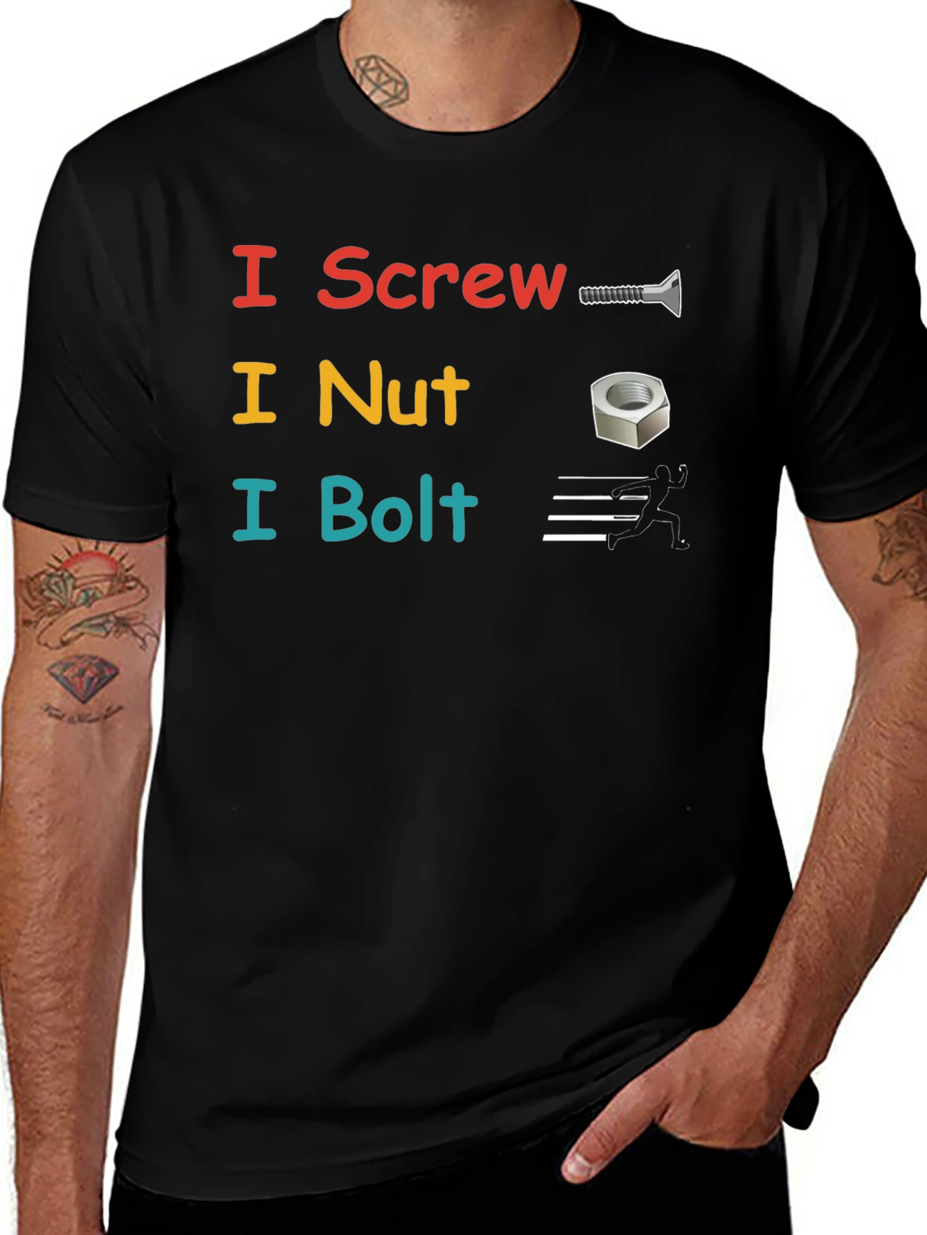I Screw I Nut I Bolt Black T-Shirt