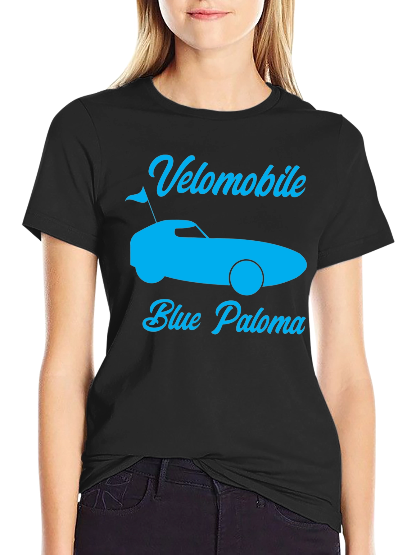 Velomobile Blue Paloma Graphic Tee - Black Cotton T-Shirt