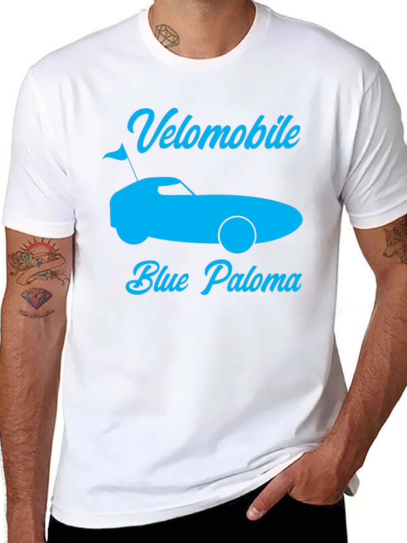 Velomobile Blue Paloma Graphic Tee - Black Cotton T-Shirt