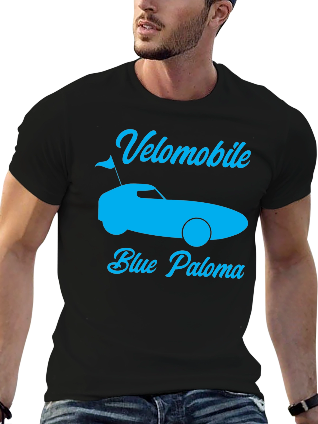 Velomobile Blue Paloma Graphic Tee - Black Cotton T-Shirt