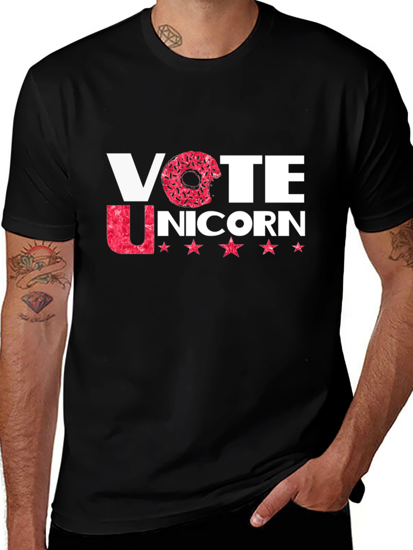 Vote Unicorn Black Crew Neck T-Shirt