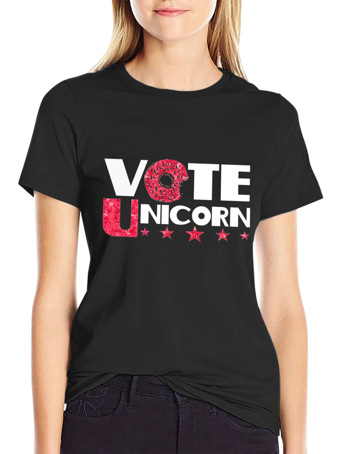 Vote Unicorn Black Crew Neck T-Shirt
