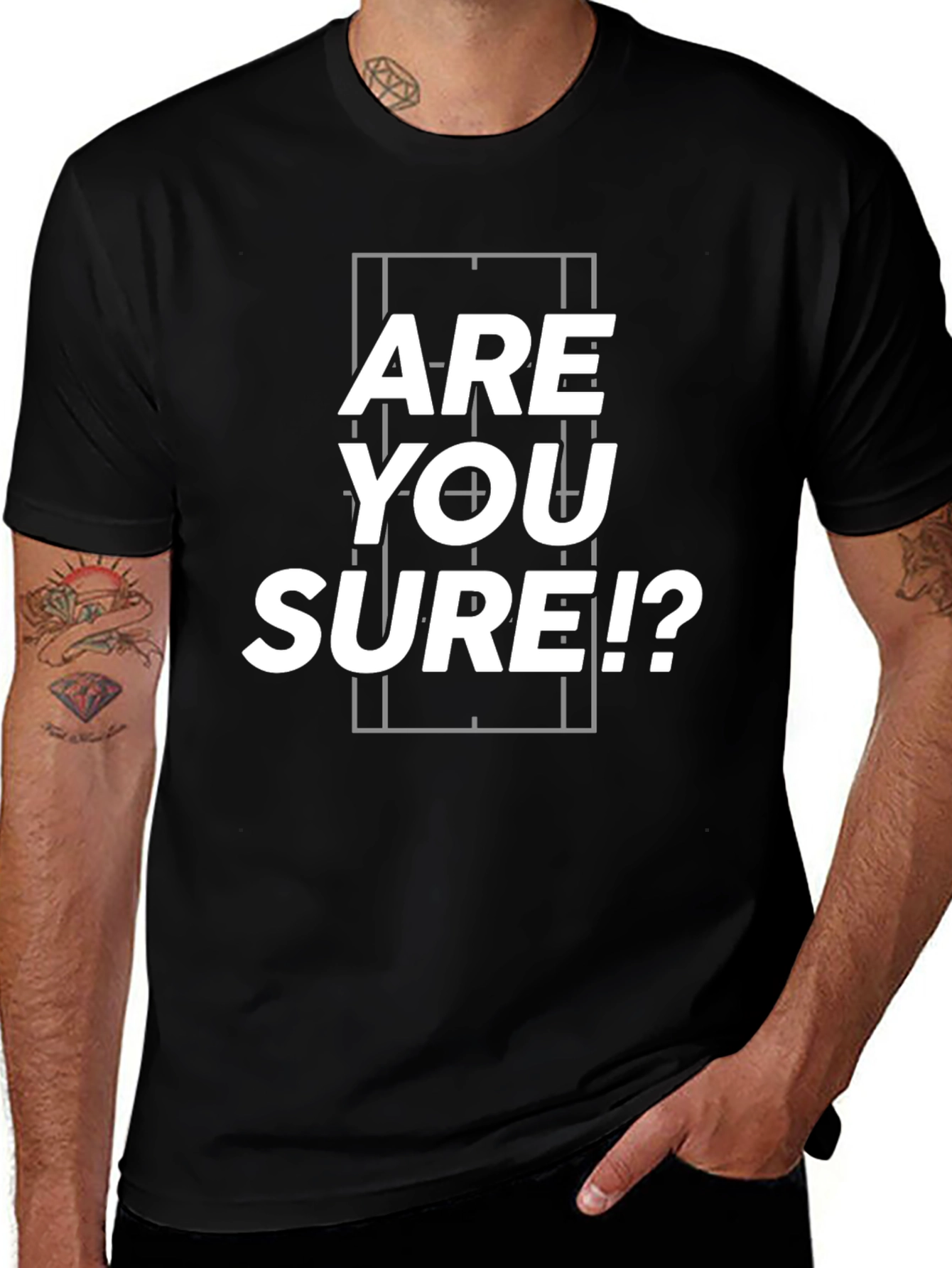 Are You Sure!? Black Graphic Tee Shirt