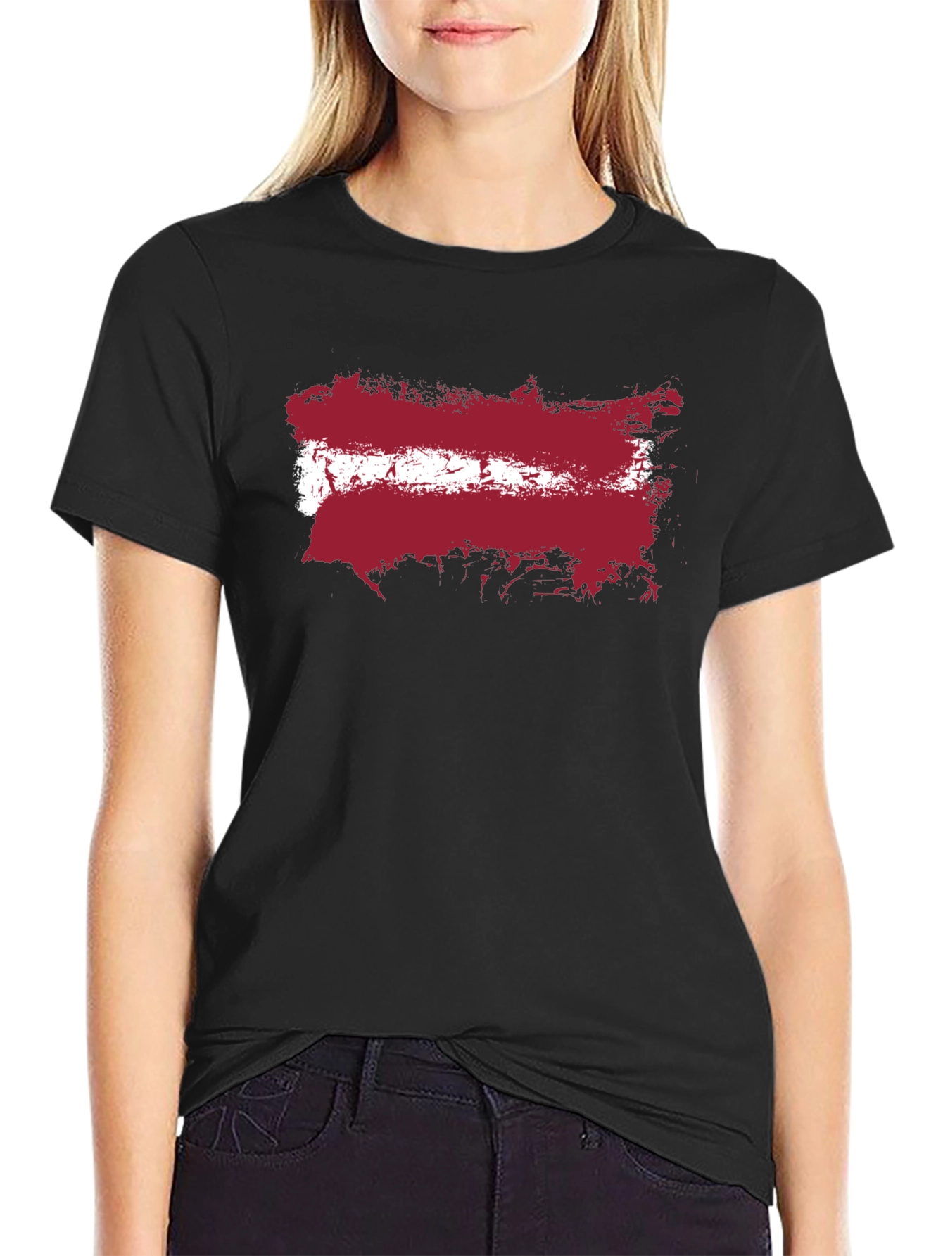 Latvia Flag T-Shirt - Grunge Style Black Tee