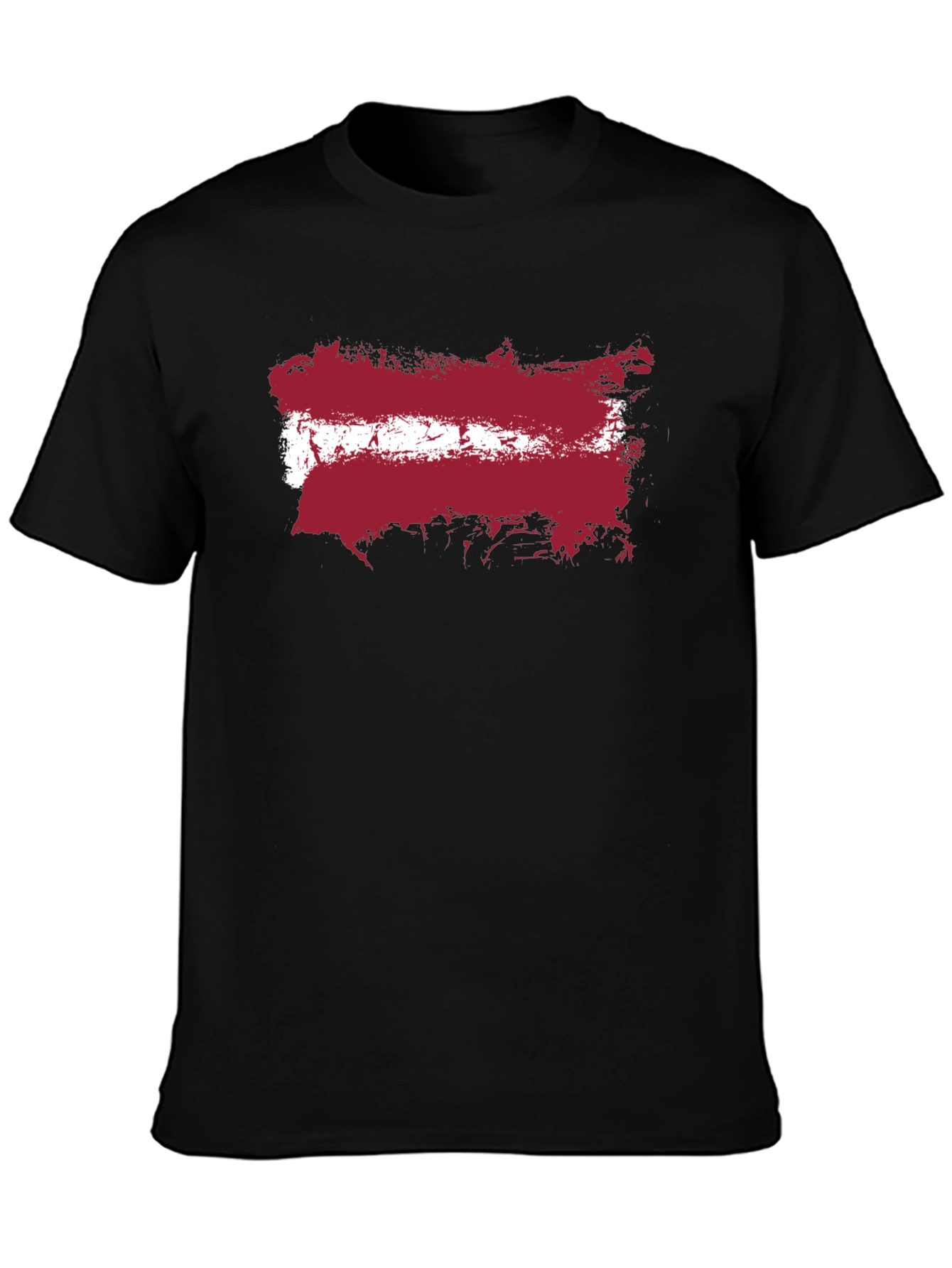 Latvia Flag T-Shirt - Grunge Style Black Tee