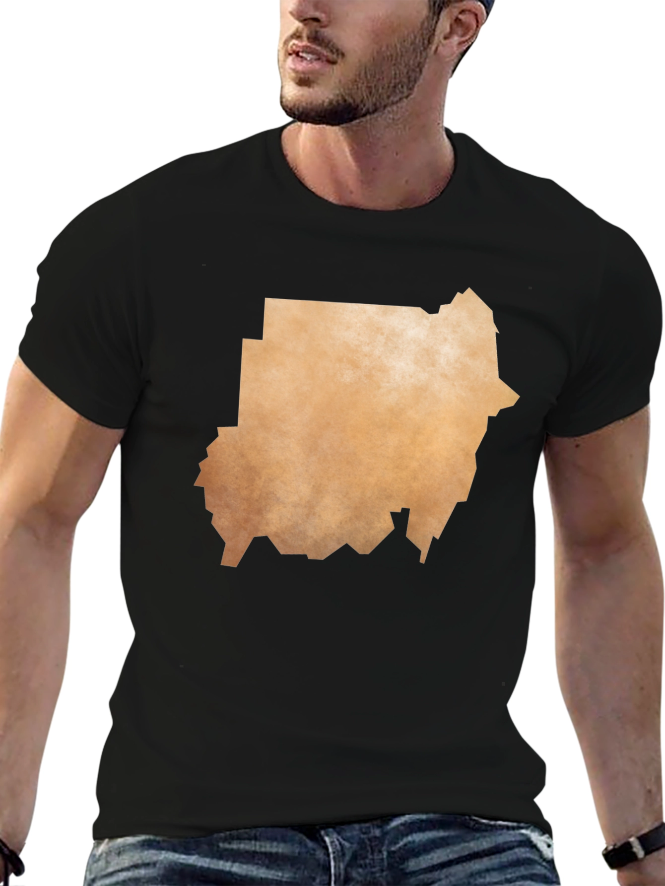 Sudan Map Graphic T-Shirt - Black Casual Tee