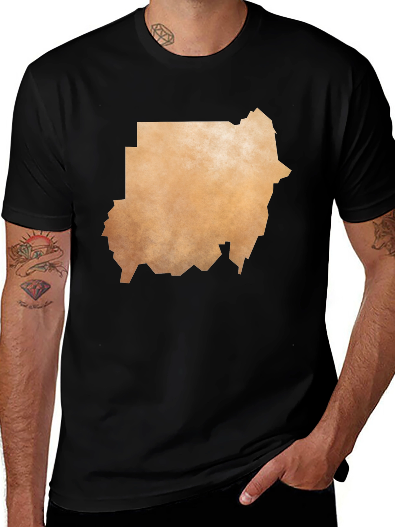 Sudan Map Graphic T-Shirt - Black Casual Tee