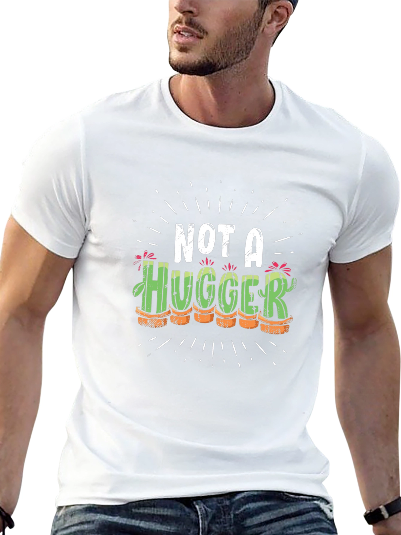Not a Hugger Cactus T-Shirt Funny Graphic Tee