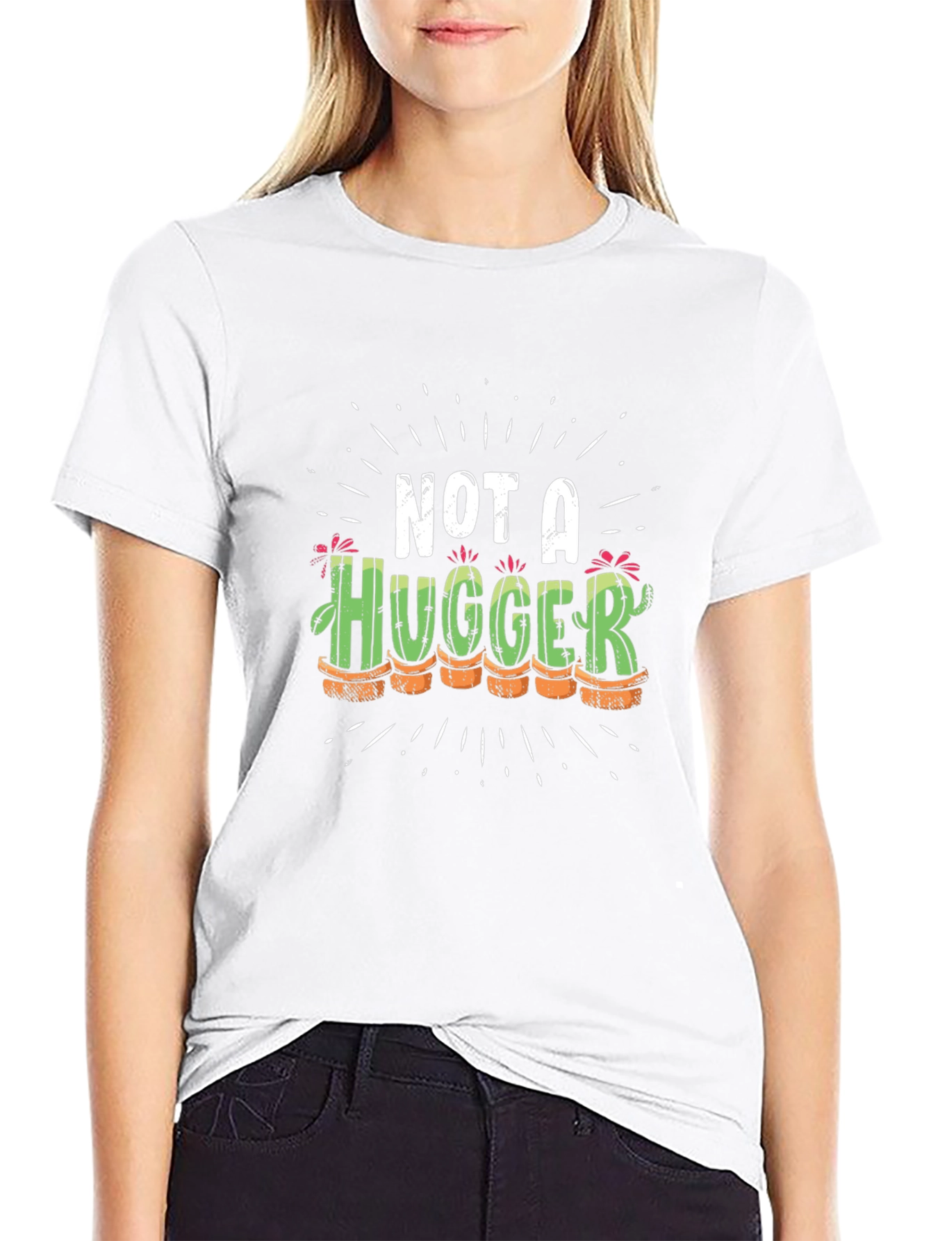 Not a Hugger Cactus T-Shirt Funny Graphic Tee