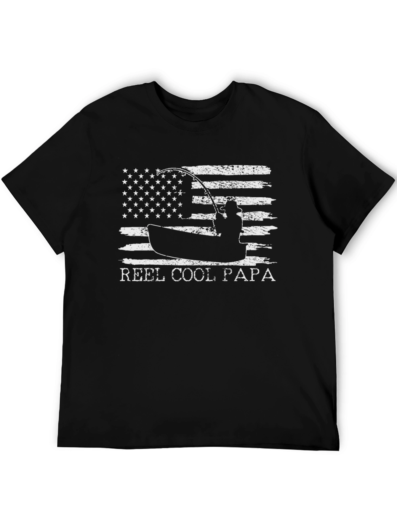 Reel Cool Papa Fishing T-Shirt - American Flag Design