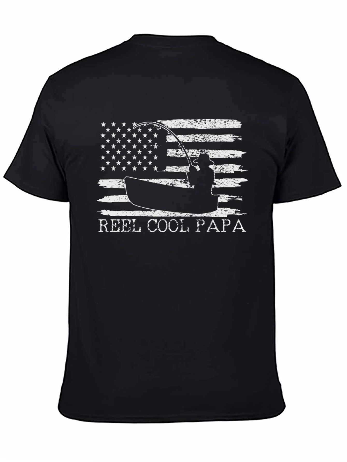 Reel Cool Papa Fishing T-Shirt - American Flag Design