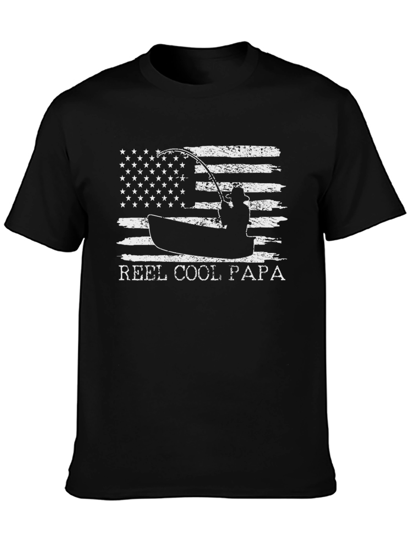 Reel Cool Papa Fishing T-Shirt - American Flag Design