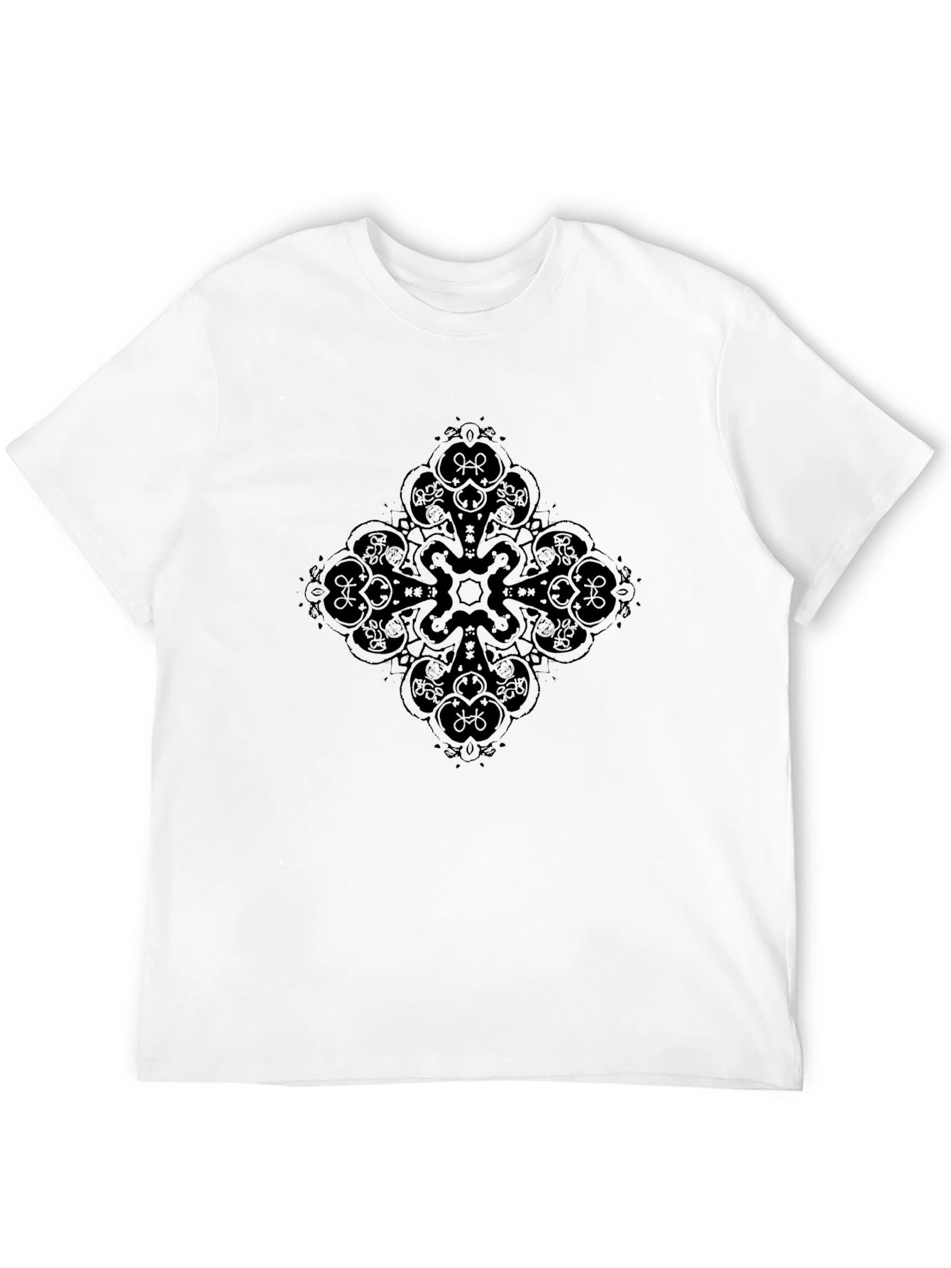 Black Ornamental Cross Graphic T-Shirt