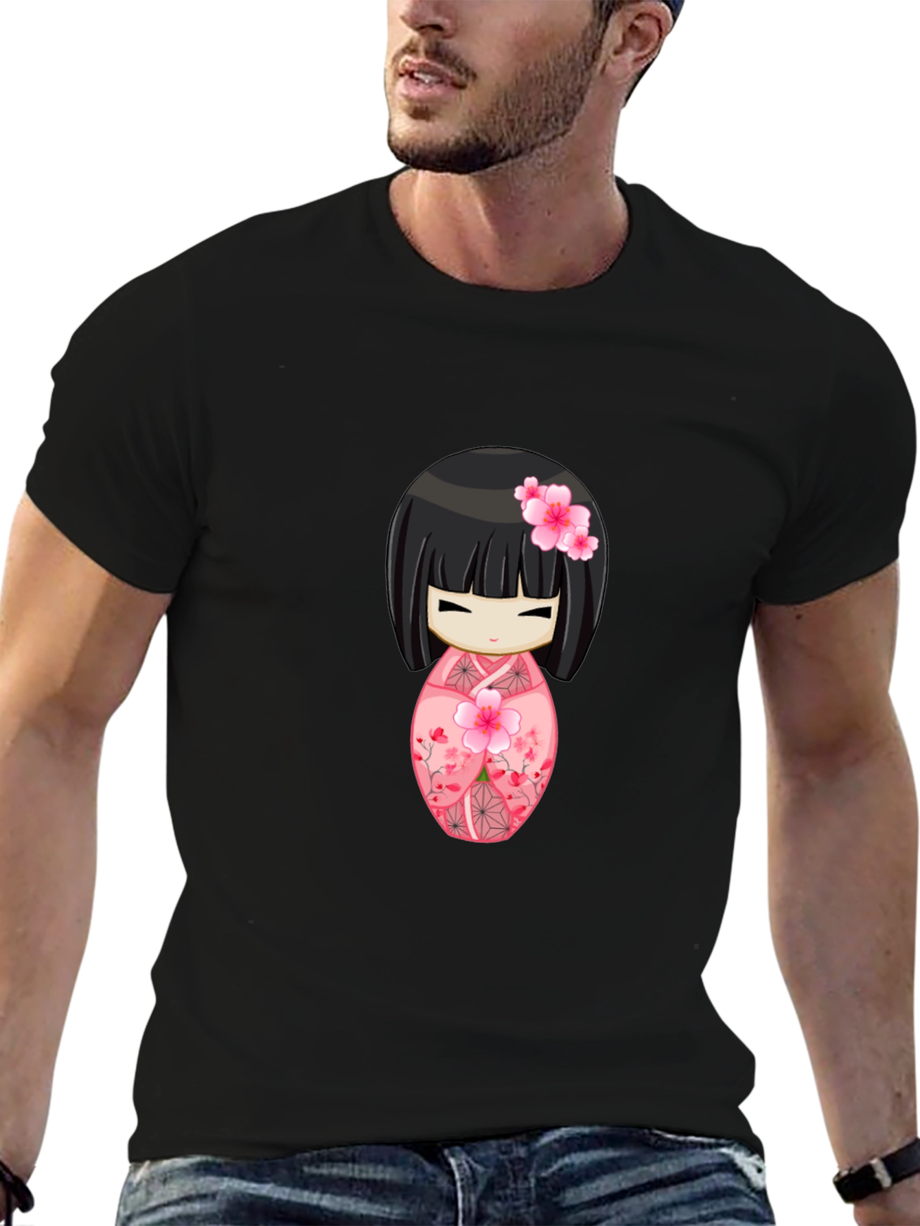 Kokeshi Doll Graphic Tee - Anime Style Shirt