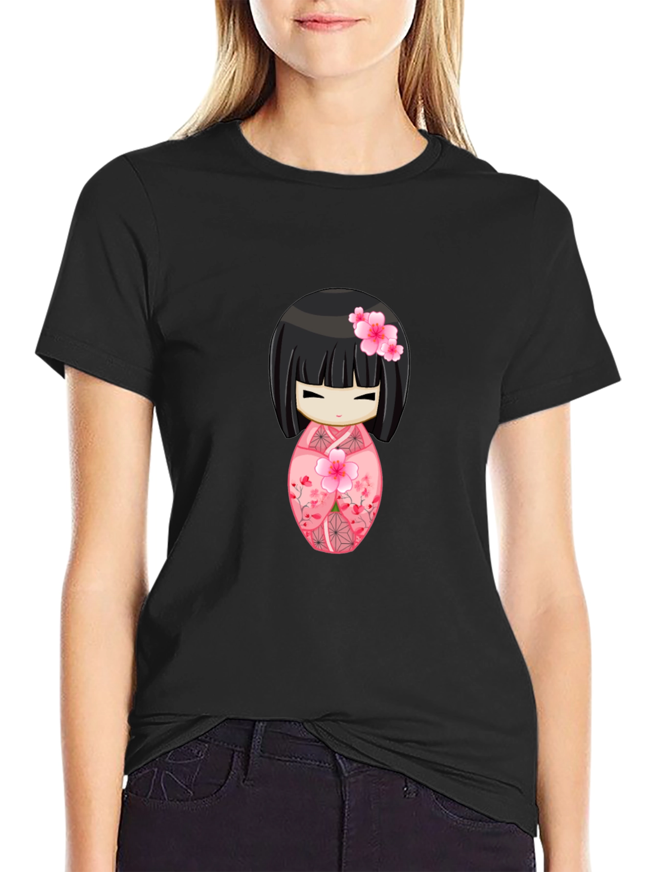 Kokeshi Doll Graphic Tee - Anime Style Shirt
