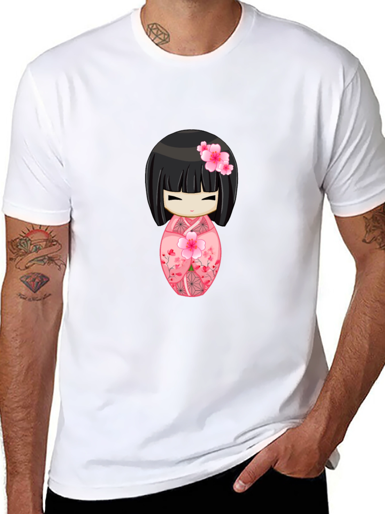 Kokeshi Doll Graphic Tee - Anime Style Shirt