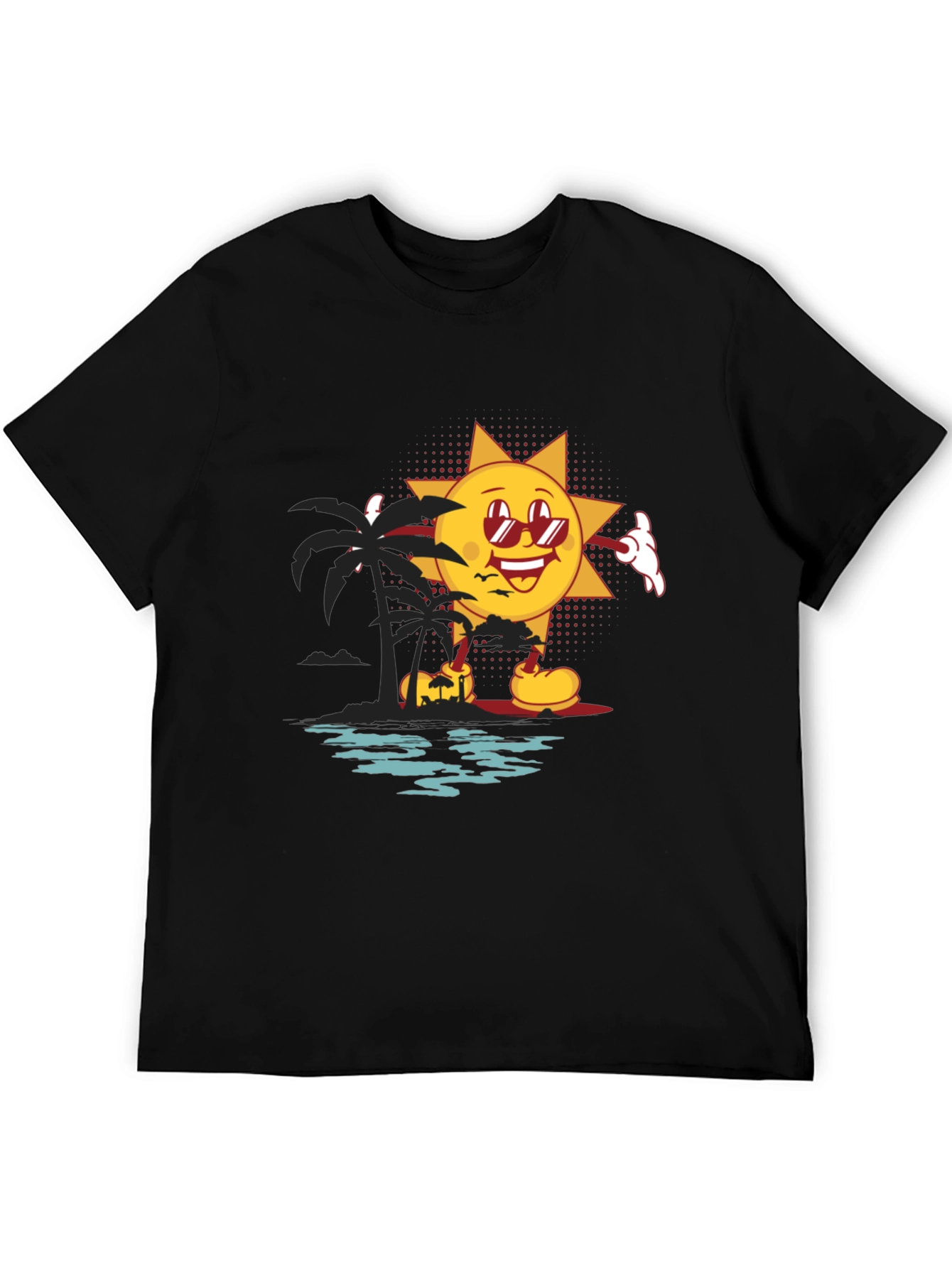 Retro Sun Graphic Black T-Shirt