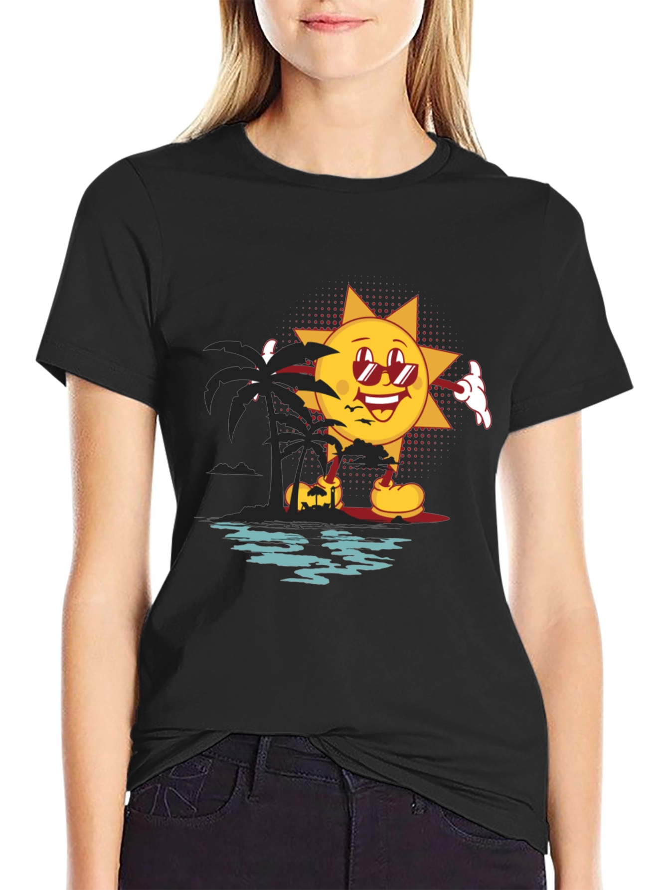Retro Sun Graphic Black T-Shirt