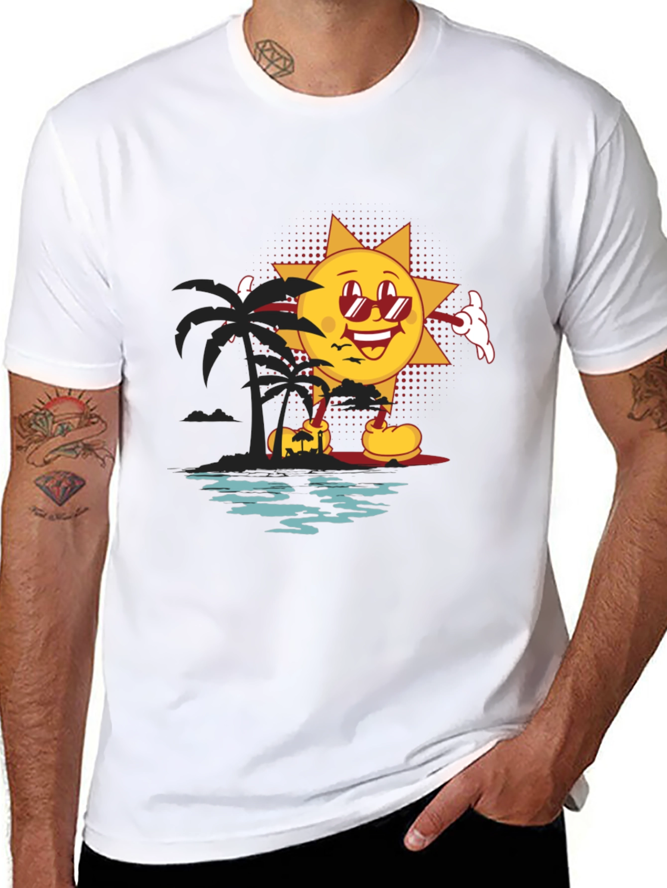 Retro Sun Graphic Black T-Shirt
